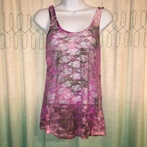Charlotte Russe Purple Sheer Lace Tank Top (S)